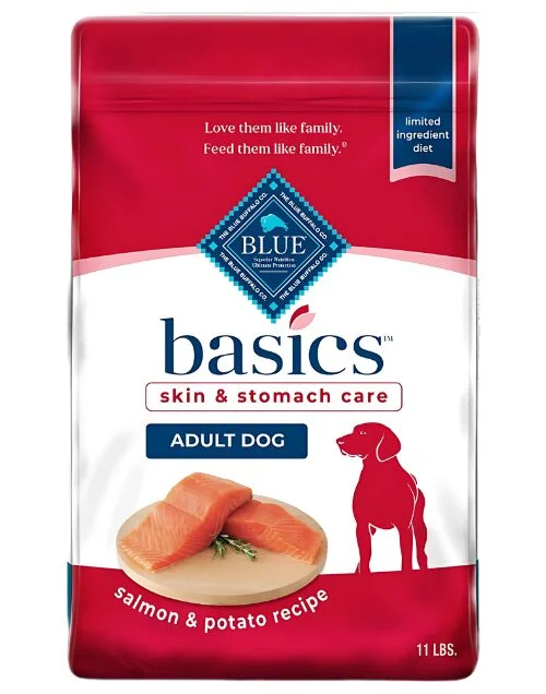 Front Label of the dog food containing Salmon as the primary source of protein