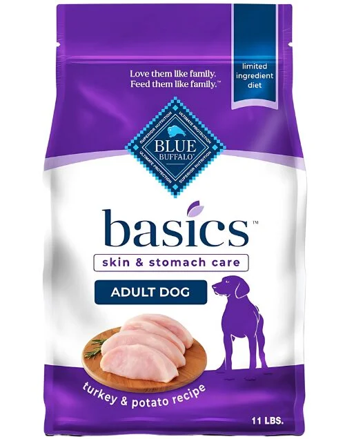 Blue Buffalo Basics Adult Turkey and Potato Recipe – Limited Ingredient Dog Food for Sensitive Stomachs